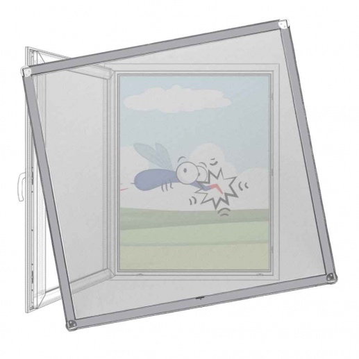 Fliegengitter für Fenster aus Kunststoff Silber eloxiert EV1 | Fiberglas (Standard)
